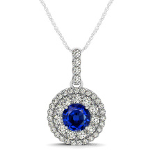 Halo Round Tanzanite 925 Colgante de plata con joyería Micro Setting